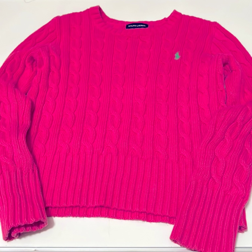 Ralph Lauren hot pink sweater. Youth M size 8/10.